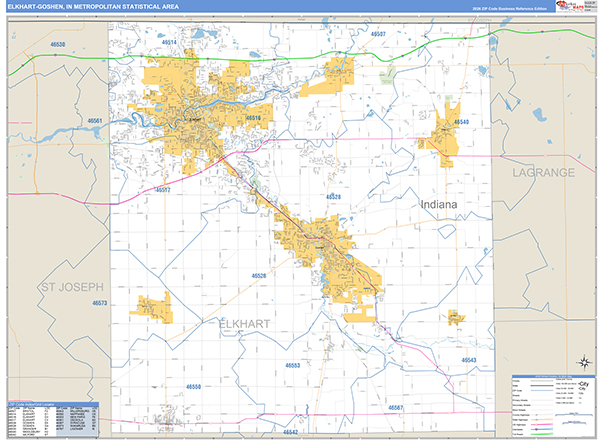 Elkhart-Goshen Metro Area Wall Map
